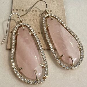 Anthropologie Pink stone Drop Earrings with shiny Stone detail
